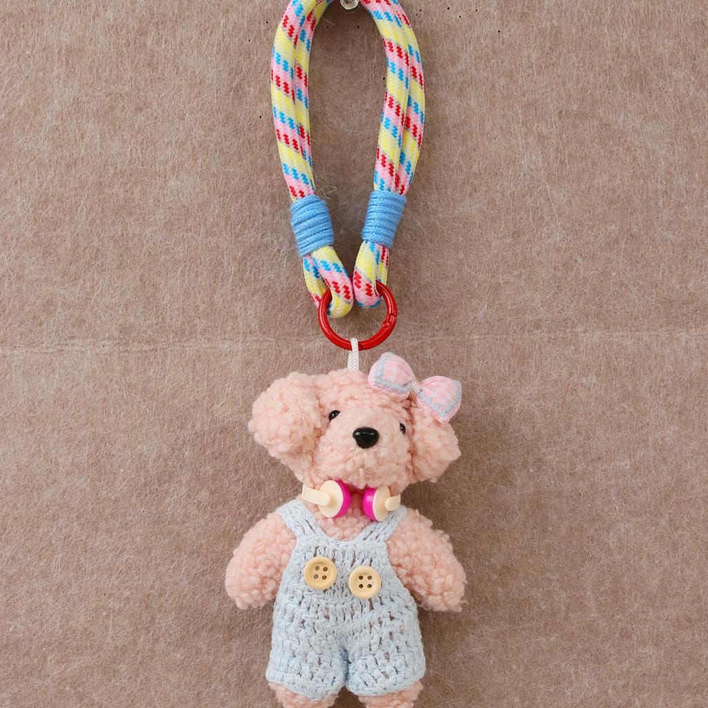 Cute Plush Puppy Bow Pendant Accessories Ins Wind Five-pointed Star Braided Rope Bag Pendant Keychain