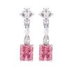 Autumn and winter new Huabi jewelry high carbon diamond ice flower cut copper inlaid pink diamond sugar cube set female host stone 8 * 10