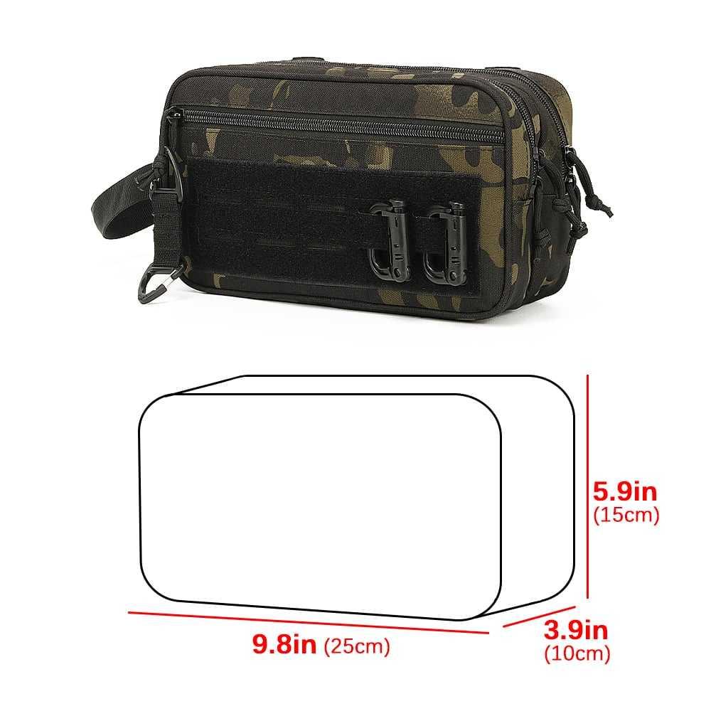 Waterproof Tactical Molle Admin Pouch with Carabiner and Keychain Laser Cut EDC Modular Horizontal Utility Tool Pouch Bag