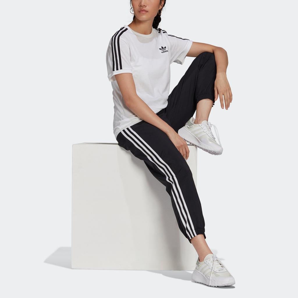 Adidas Originals Retro Sports Solid Color Side Stripe Knitted Sports Pants Women Bottoms Black H20547