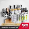 ZISIZ 304 Stainless Steel Kitchen Wall-Mounted Spice Rack with Knife Holder and Chopstick Caddy