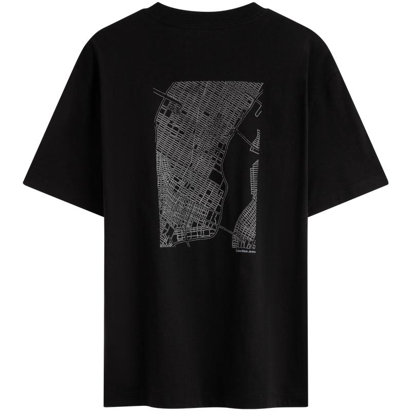 Calvin Klein Casual Commuting Grid Print Cotton Crew Neck Short Sleeve T-Shirt Men Tops Space-Black J325689