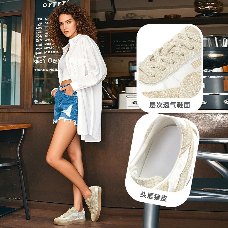 The first layer of cowhide German training shoes women's shoes 2025 autumn platform white shoes women's casual board shoes fashion sports shoes