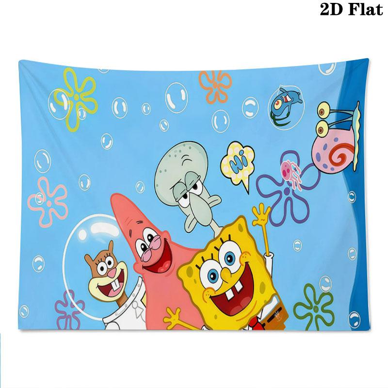 SpongeBob Cartoon Wall tapestry, aesthetic printed fabric blanket, suitable for bedroom, living room, and home decor.