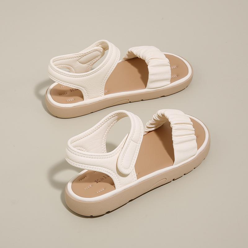 Mode CRLAYDK Mode Flache Sandalen für Damen Strand Pantoletten Sommer Lässig Riemen Klettverschluss Leicht Damenmode Slip-On Hausschuhe