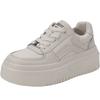 Leather Little White Shoes Women's Spring 2025 Women's Shoes New White Board Shoes Platform Height Increase Small Casual Shoes