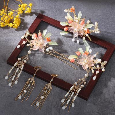 Flower Bridal Headwear Chinese Style Wedding Hair Accessories Ancient Hair Stick Sets  Lady