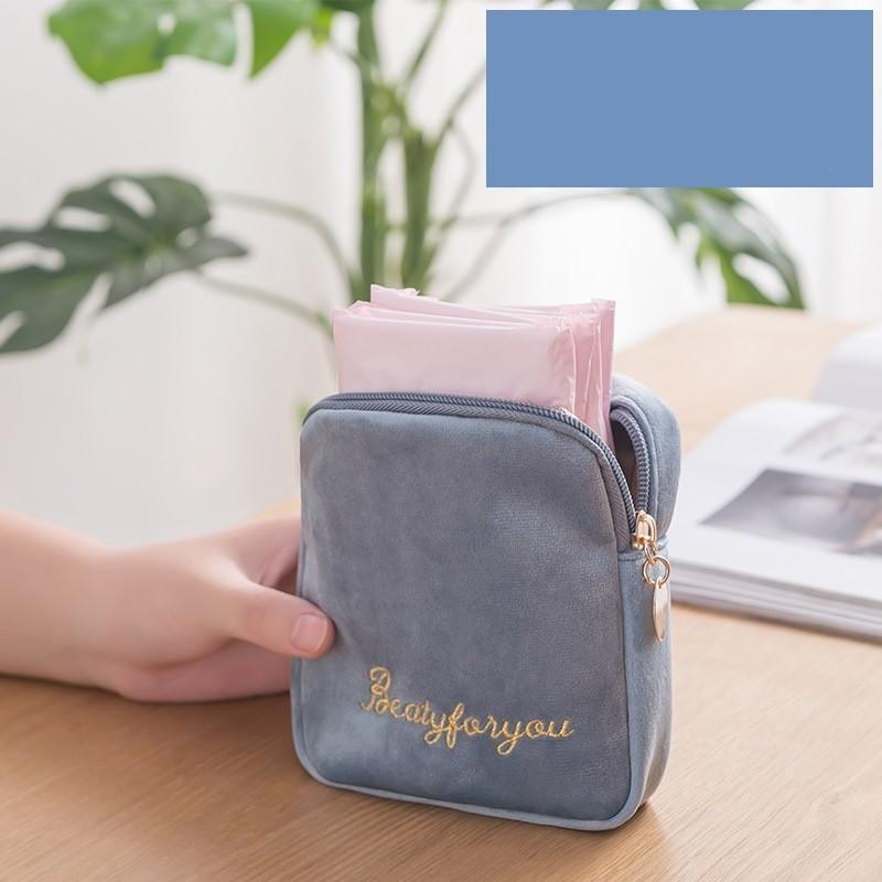 Letter Embroidery Menstrual Pad Storage Bag Portable Travel Handbag Case Makeup