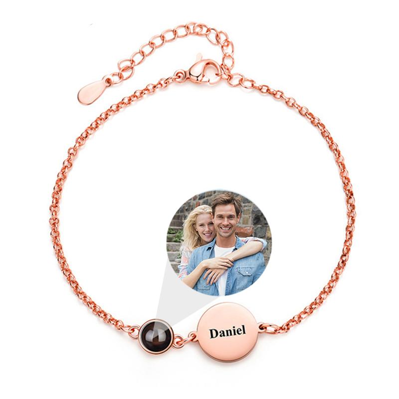 Custom Photo Projection Name Bracelets Personalized Picture Dog Cat Paw Charm Custom Name Text Pet Jewelry Gifts for Women