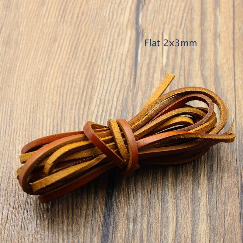 2m 1.5- 8 mm Retro Brown Genuine Cow Leather Cord for Jewelry Findings Flat Round Strap String Rope DIY Bracelet Necklace Making