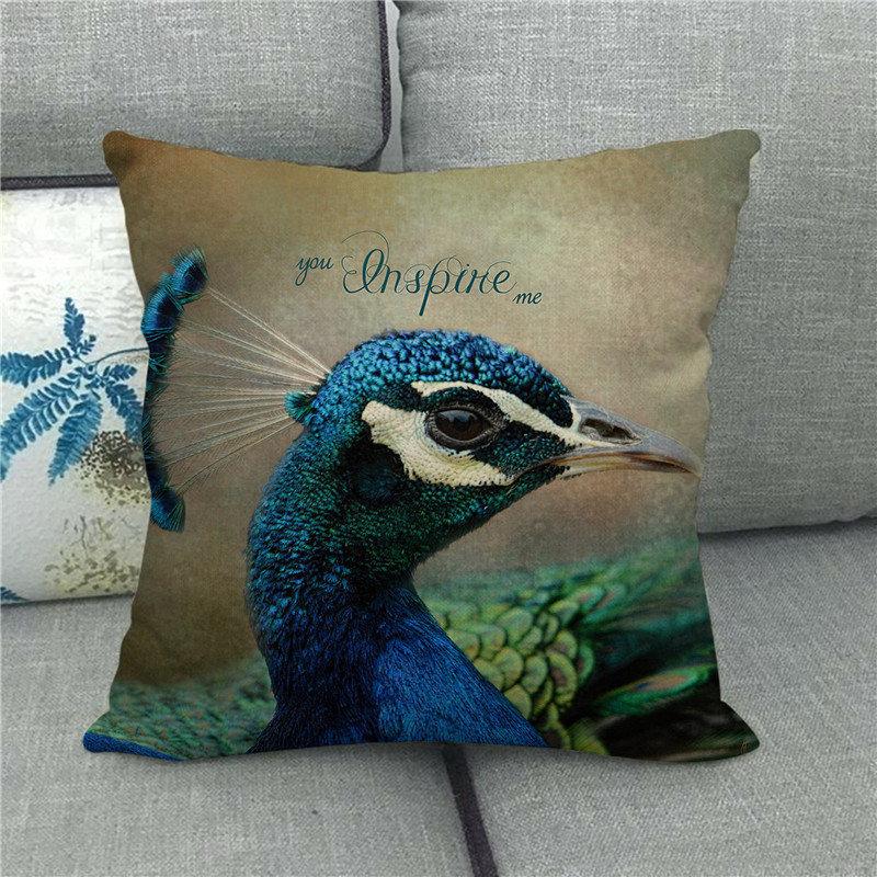 Beautiful Peacock Animal Head Face Digital Printing Short Plush Pillow Covers For Car Sofa Office Cushion Cover Home Goods