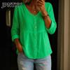 JPNTKY Women's Fashion Casual Solid Color Print Long Sleeve V Neck Blouses & Shirts