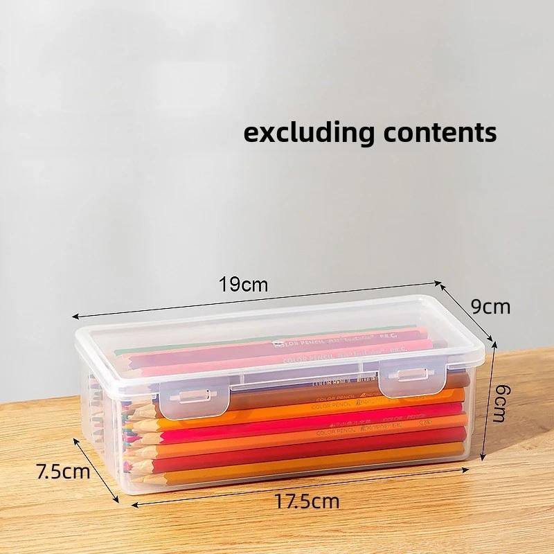 2 transparent dustproof and waterproof PP plastic pencil storage boxes, stationery storage boxes, student office pencil boxes