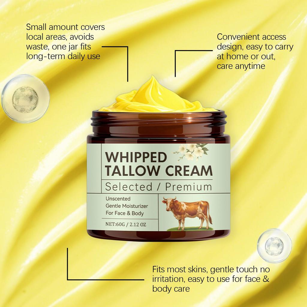 Aufgeschlagene Talgcreme für empfindliche Haut – Barriere-Reparatur, leichte, unparfümierte Feuchtigkeitscreme für Gesicht und Körper, 60 g