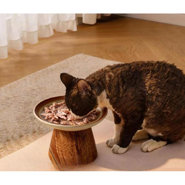 Elevated Neck Support Ceramic Cat Bowl Large Caliber Food Bowl for Cats Dogs Water Containers