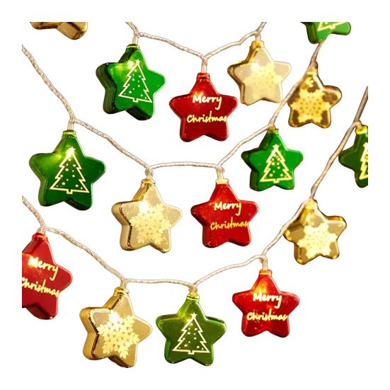 Christmas Fairy String Lights 10/20/40/80 LED Xmas Warm White Light with Santa Claus Tree Snowman Candy Cane Stockings for Indoor Home Party Decor