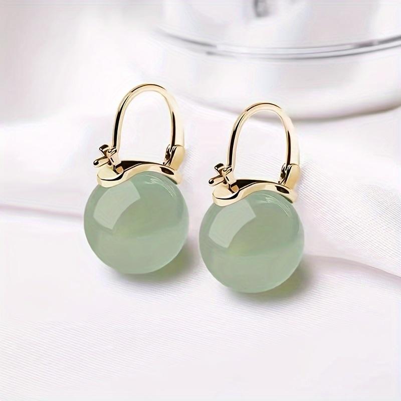 SUNSLL New Ancient Style Green Jade Bead Drop Earrings Temperament Ear Buckle For Women Girls Banquet Party Jewelry Gifts