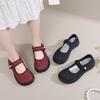 Shoes Women's Spring and Autumn New Flat Bottom Low Heel Buckle Fashion Casual Shoes Retro Soft Sole Round Head Breathable Popular Women's Shoes