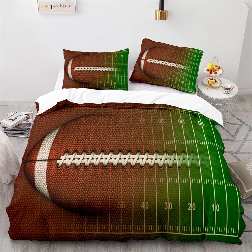 American Football Duvet Cover Set 3D Sports Rugby Player Comforter Cover Skull Football Player Polyester Bedding Set for Kid Boy