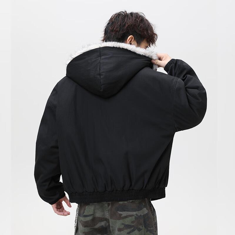 Wassup Sohot Men's American Eagle Faux Fur Hooded Winter Padded Jacket