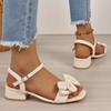 Fashion Large Size Solid Color Open-toe Sandals Women Summer New One-line Buckle Fashion Temperament Bow Knot Comfortable Women Shoes