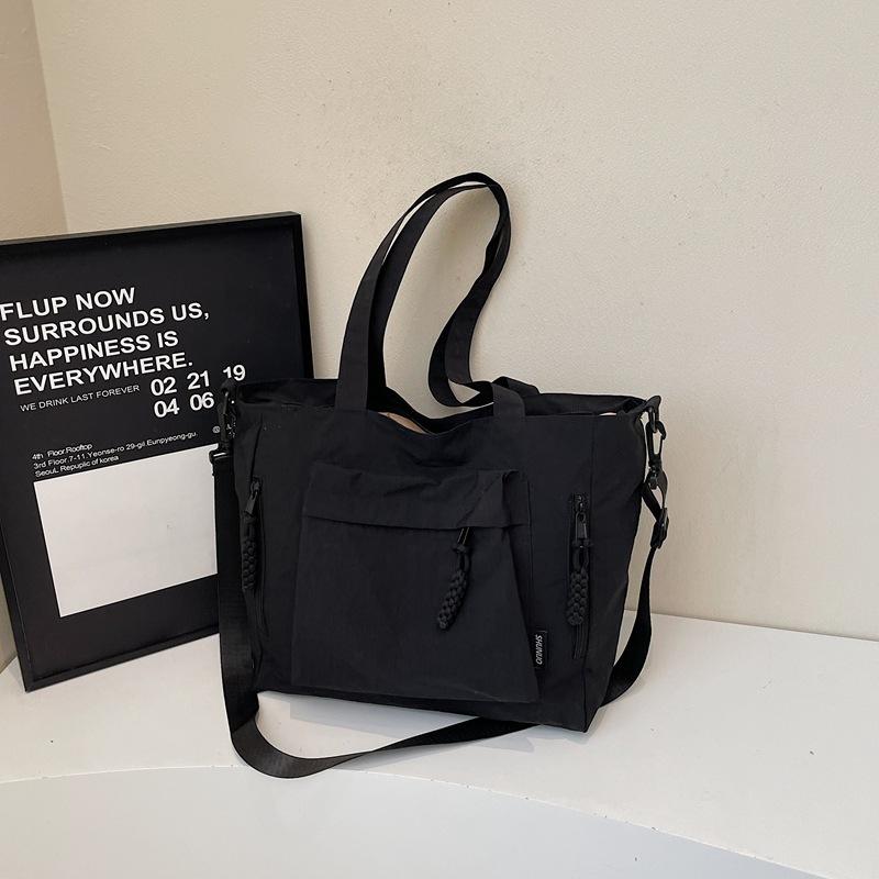 Casual large-capacity handbag women's 2025 new simple nylon cloth tote bag shoulder messenger travel bag