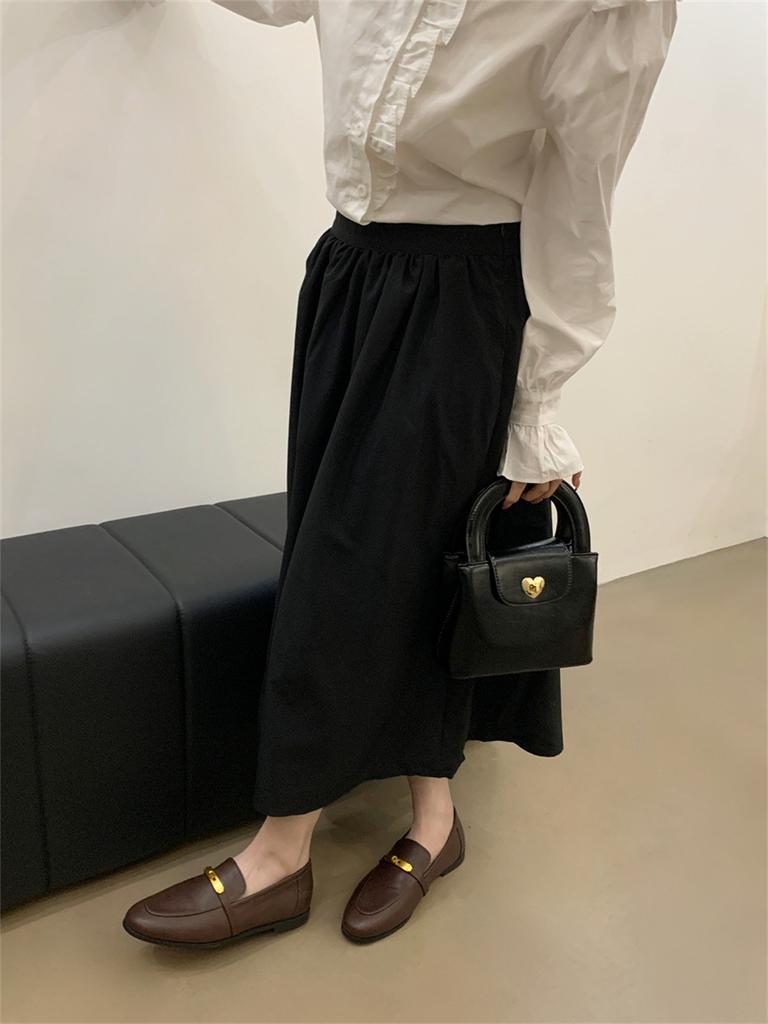 Spring British small leather shoes women's flat bottom round head low heel single shoes one pedal Doudou soft sole loafers 2025