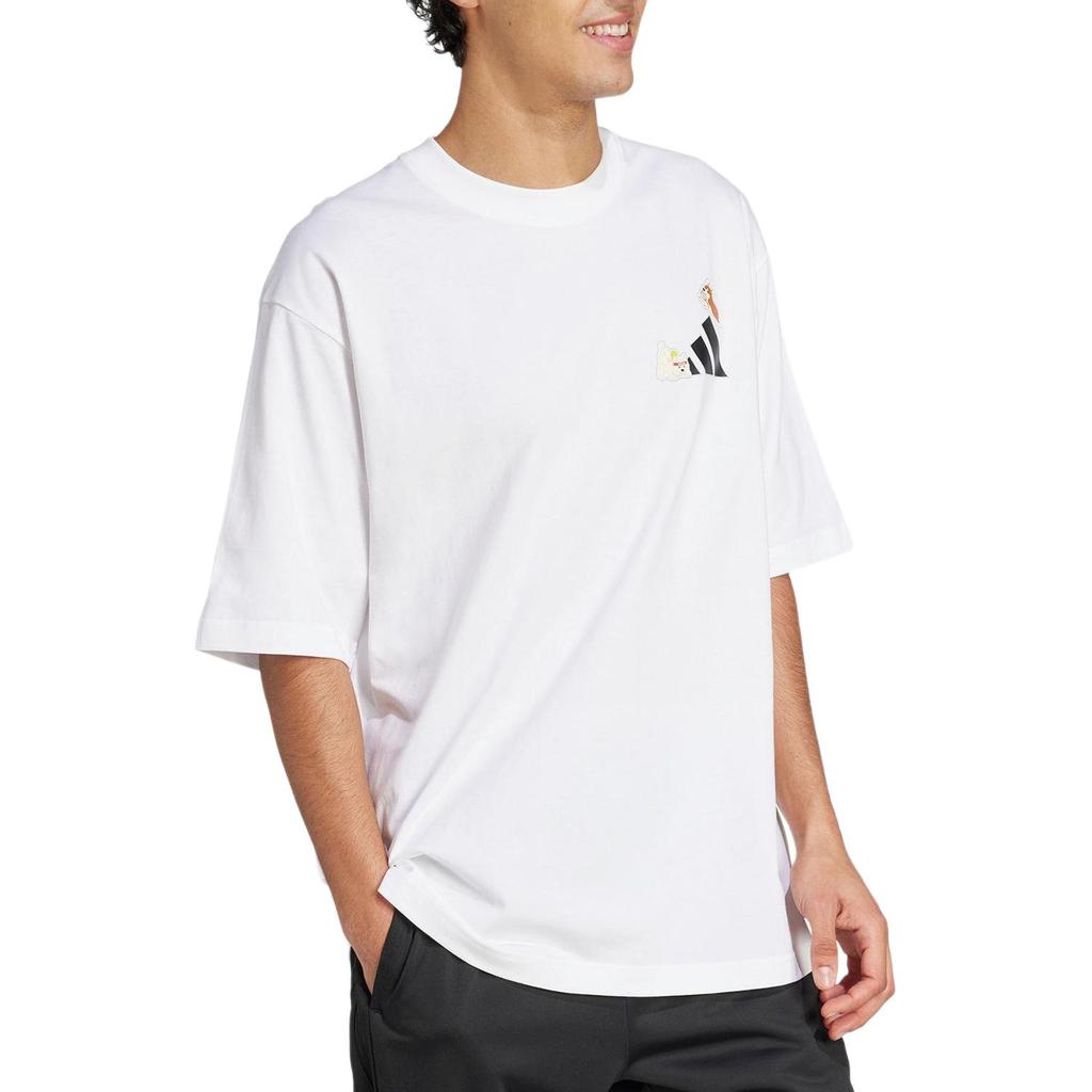 adidas Sports Lifestyle Series Minimalist Breathable Round Neck Fashion Short Sleeve T-Shirt Unisex Tops White JZ3266