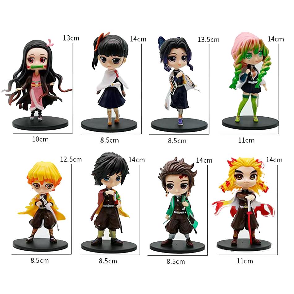 8pcs Anime Demon Slayer blind box Tanjiro Kamado Nezuko cartoon figure PVC model ornament child Christmas Halloween gift