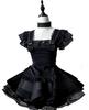 Maid Gotik Lolita Retro Schwarz-Weiß Gestreiftes Lolita Cosplay Rüschen Lolita Kurzarm Kostüm Ordentlich und Perfekt für Cafés und Freizeitparks