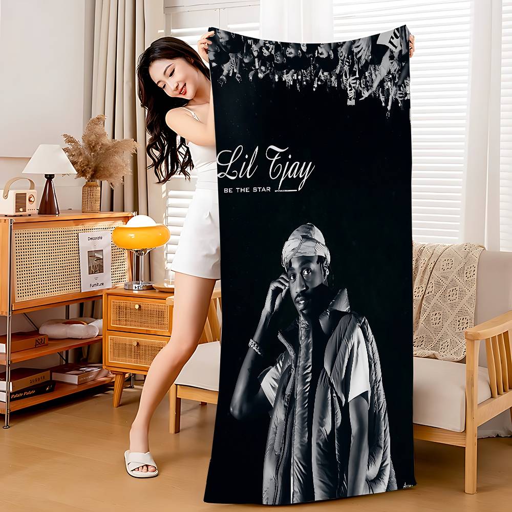 

Lil Tjay Pop Rapper Beach Towel Colorful Bath Towels For Girl Microfiber Quick Dry Sand Free Beach Yoga Spa Gym Pool W30*H60(CM)