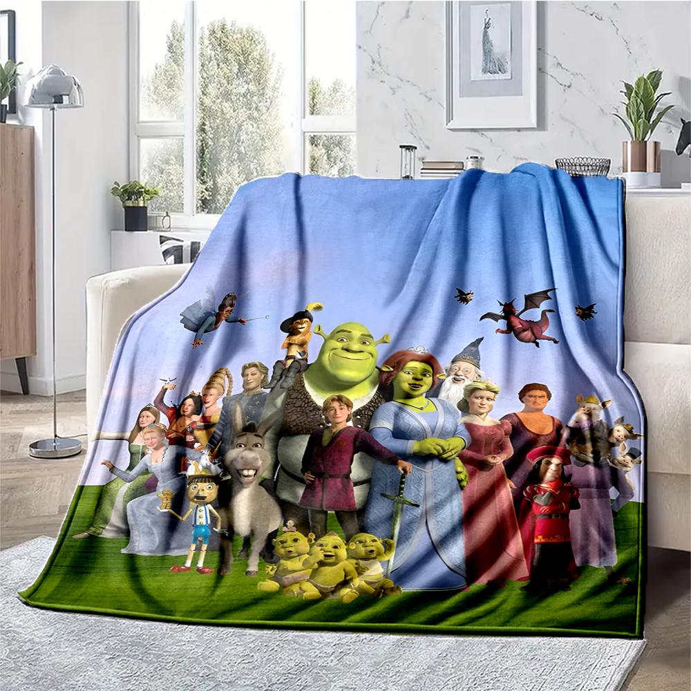 Shrek Theme Printed Blanket - Perfect for Couch, Bed, Travel & Outdoor Use | Machine Washable, Cozy & Durable.