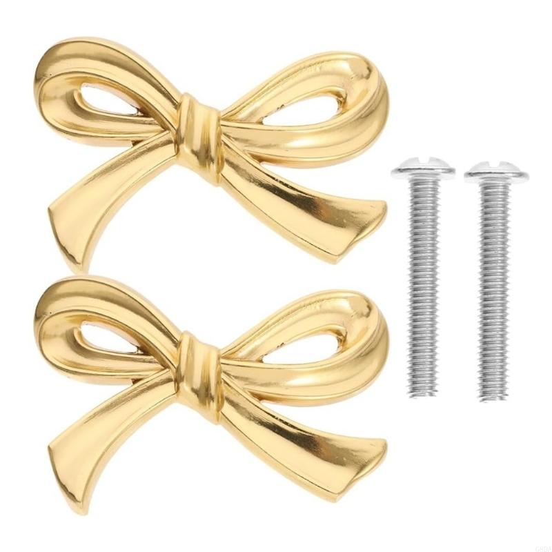 G8DA Gold Bows Cabinet Knob Classical Metal Handles Bedroom Cabinet Handle Rural Dresser Handles for Dressers & Drawers