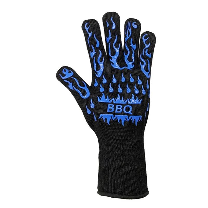 BBQ Grill Gloves High Temperature Resistance Kitchen Microwave Oven Mitts 500 800 Degree Fireproof Non-Slip Barbecue Gloves