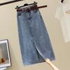Split Denim Skirt Skirt Women's Mid-length Spring and Summer High Waist Slimming Hip Skirt