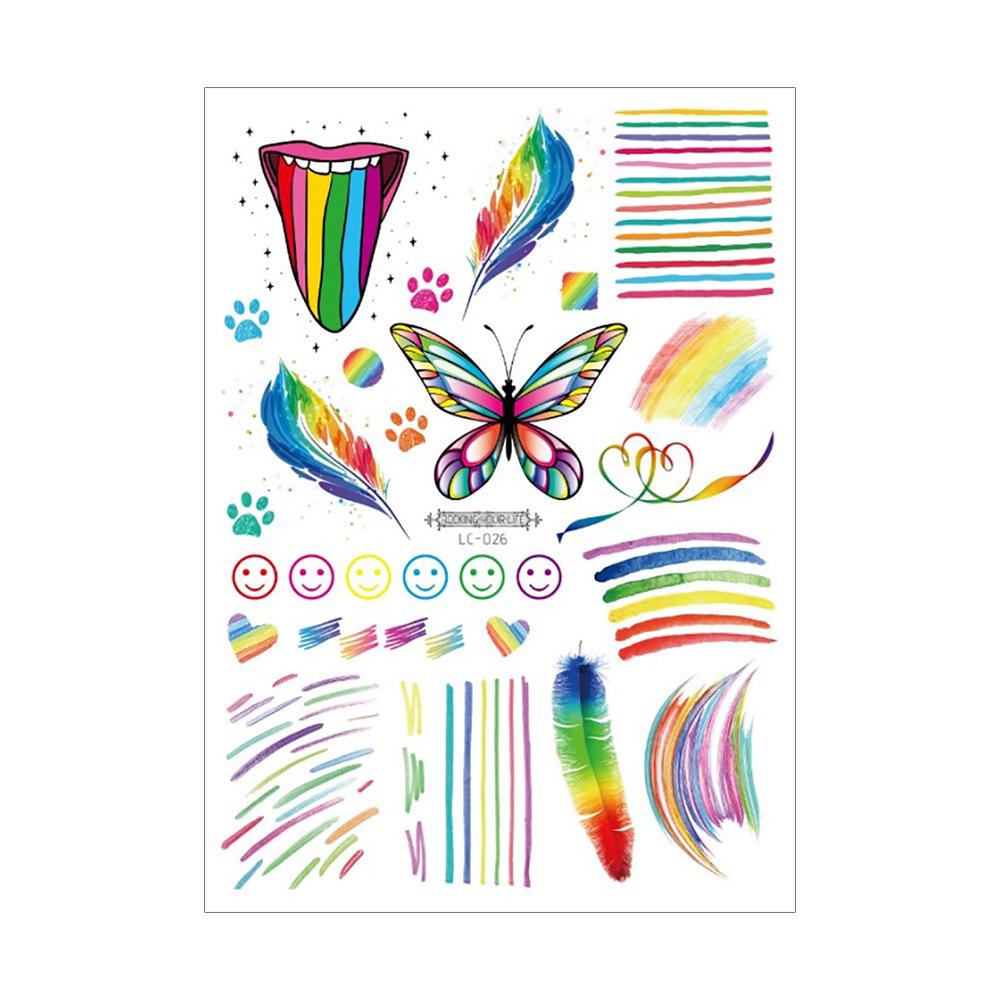 Proud Day Waterproof Rainbow Sports & Camouflage Tattoo Stickers for Arm and Face