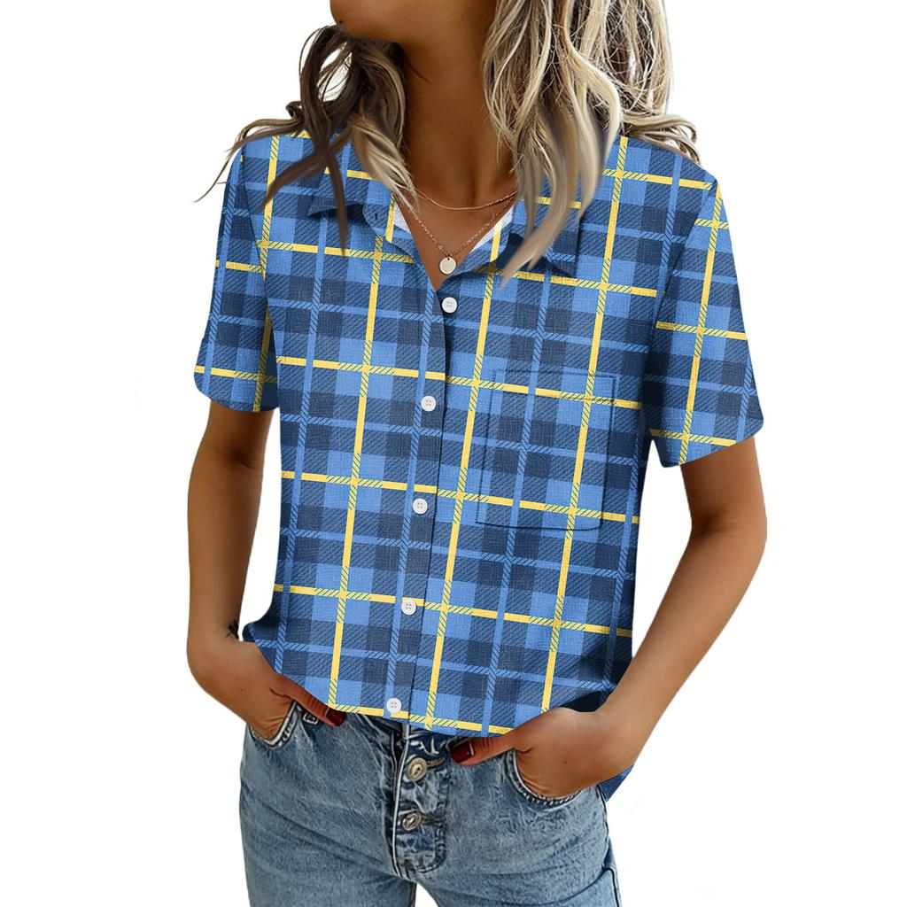 Women Blouses Short Sleeve Button Down Shirts Business Casual Dressy Work Tops Summer Spring Clothes