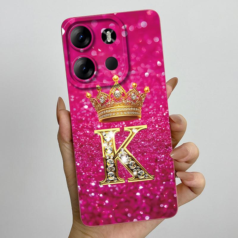 For Tecno Pop 7 Pro Pop7 BF6 BF7 Phone Case Crown Letter Back Cover Soft Liquid Silicone Fundas For Tecno Spark GO 2023 Bumper