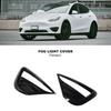 New 2Pcs Car Fog Light Cover Glossy Black Front Fog Lamp Eyebrow Trim Replacement For Tesla Model Y 2019 To 2025