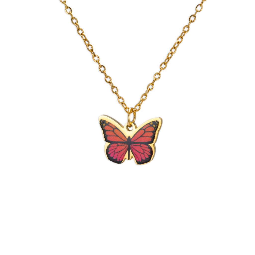 Teamer Colorful Butterfly Necklace For Women Girls Gold Color Stainless Steel Birthday Fashion Jewelry Gift Wholesale 2026 New