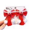 Red Tassel Bow Hairpin - Retro Hanfu Style for Girls