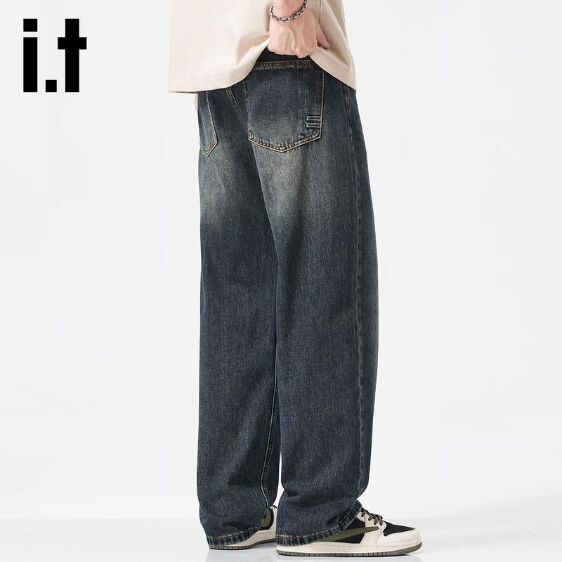Izzue It Men's Loose Fit High Street Retro Denim Jeans
