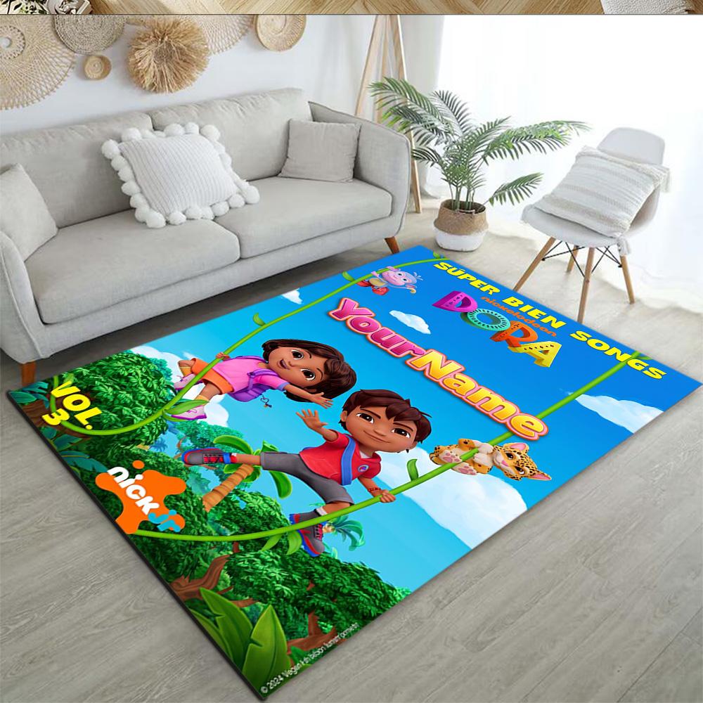 Dora Explorer Personalized Text Floor Rug Office Rug Design for Game Room Decorate room Playrooms Balcony Antislip Carpet Office home decor
