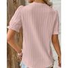 Hollow Short Sleeve Summer New Arrival European and American Women's Clothing All-Matching Shirt Holiday Fashion Cut Out Short Sleeve