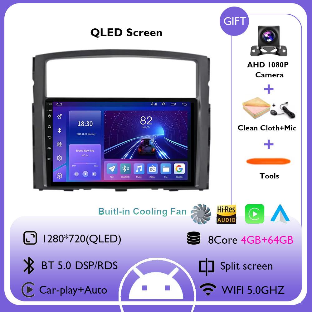 9" For Mitsubishi Pajero 4 V80 V90 2006 - 2014 Android 14 Car Radio Stereo Wireless Carplay Auto Multimedia Player GPS 4G+WIFI