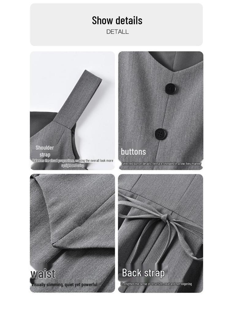 Women's Gray Sleeveless Vest Dress - Academy Style Teacher Interview Outfit