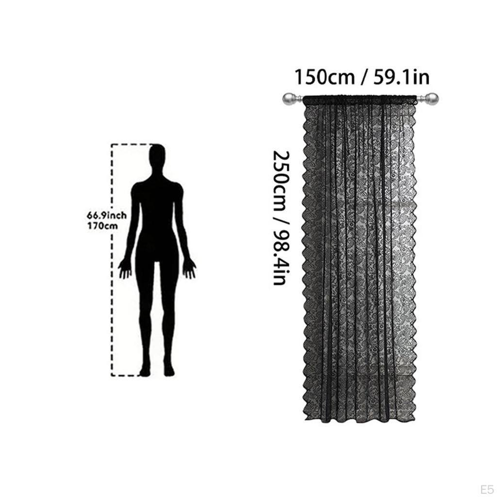 Curtain Floral Patterned Vintage Drapery Voile Rod Pocket for Balcony Office Study Room