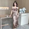 Oil Painting Mesh Cami Bodycon Skirt: Sexy Summer Vacation Dress