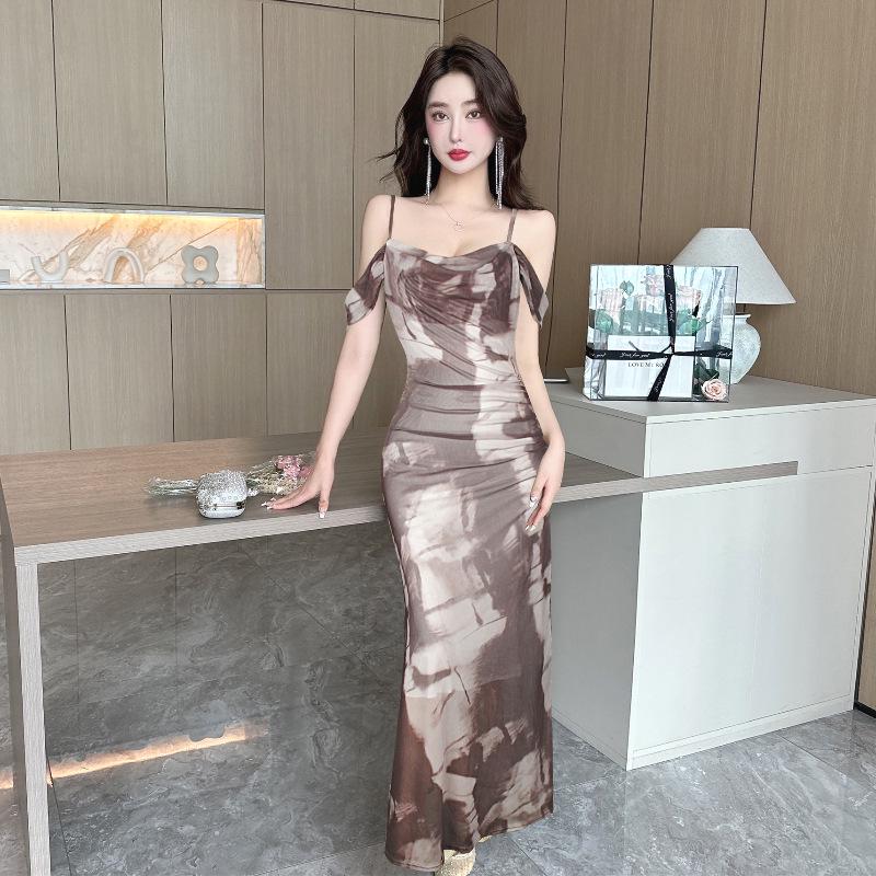 Oil Painting Mesh Cami Bodycon Skirt: Sexy Summer Vacation Dress