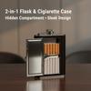 Premium 6oz 2-in-1 Hip Flask & Cigarette Case Holder | Stainless Steel Pocket Whiskey Bottle | Discreet Travel Gift Set